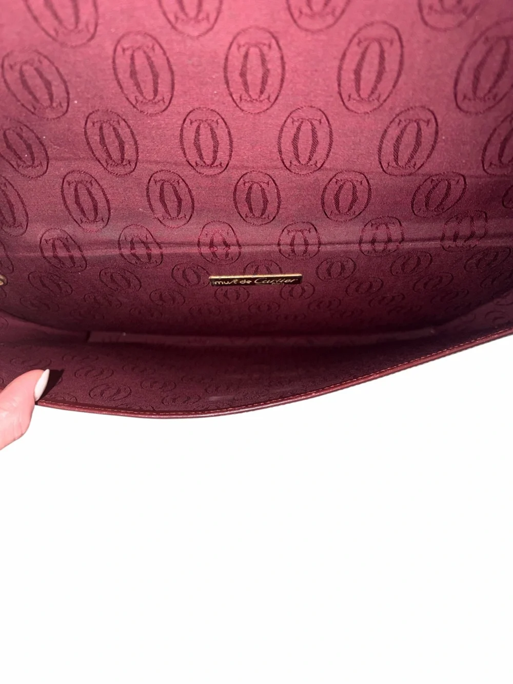 EUC Cartier Bordeaux Burgundy Leather Large Envelope Clutch ♥️🌹 Classic Luxury